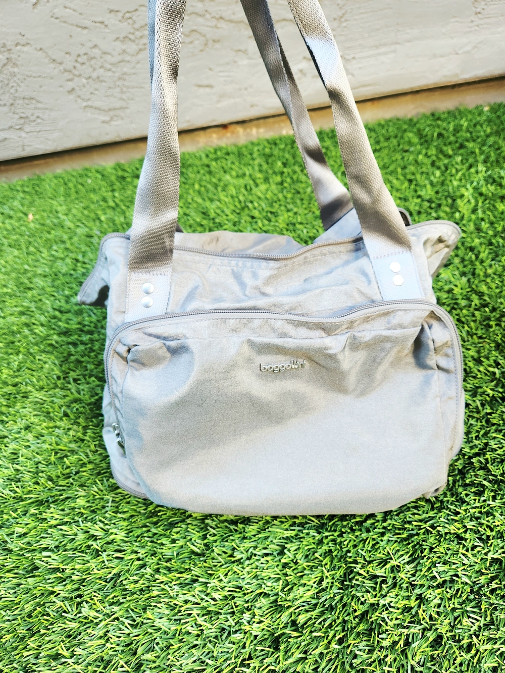 Beige Everyday Tote Bag with Front Pocket